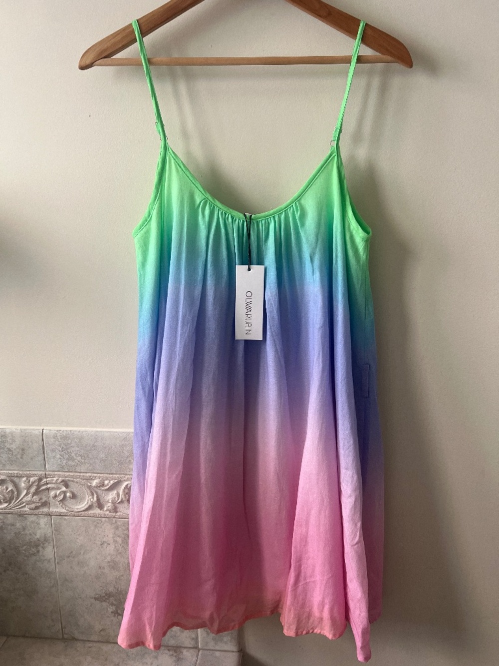 Olivia Rubin Babette Mini Dress Pastel Ombre Rainbow Size 2